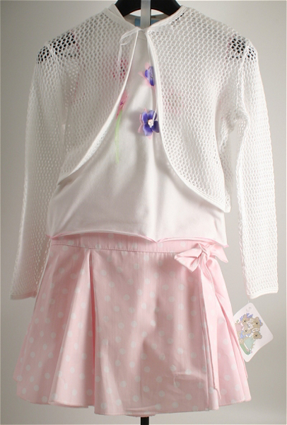 Immagine di Completo 3 pezzi da ragazza bianco/rosa