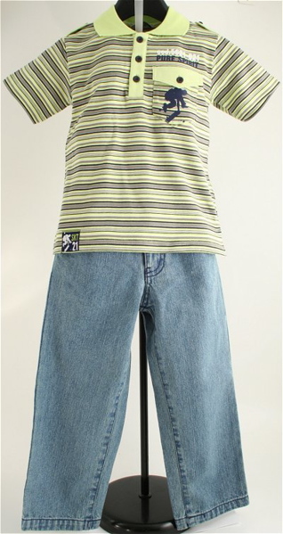 Immagine di Completo Jeans e Polo Rigata