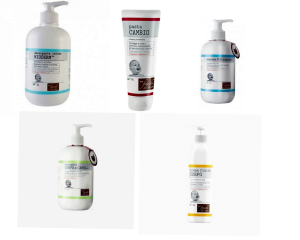 Immagine di Offerta Fiocchi di Riso Sapone non Sapone+Crema Fluida Corpo+Pasta Cambio+ Intimo Mioderm+ Detergente Corpo e Capelli