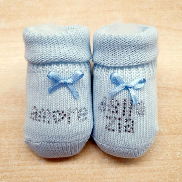 Immagine di Babbucce Azzurre 100% in caldo cotone con scritta AMORE DELLA ZIA