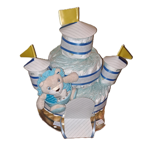 Immagine di Torta di Pannolini Castello con Pupazzo